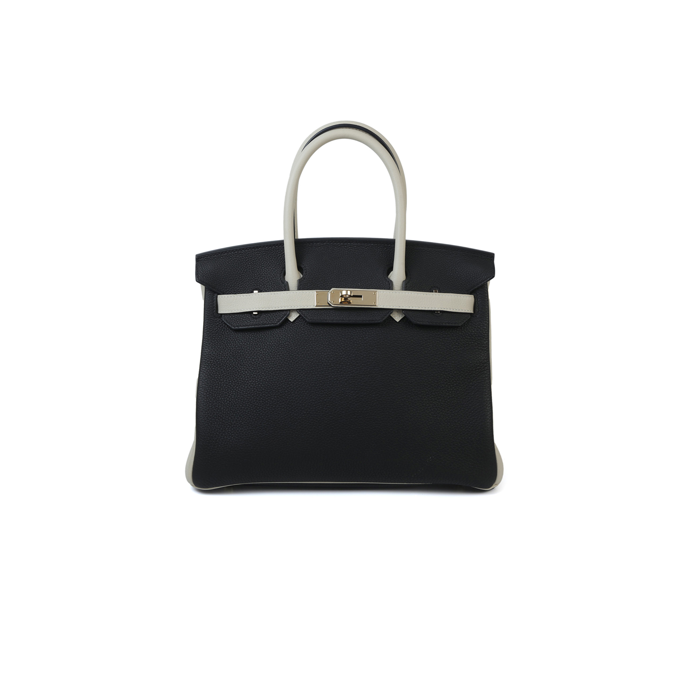 HERMES BIRKIN 25 BLACK AND WHITE CLEMENCE BAG 4212717702 (25*20*13cm)